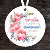 Thank You Bridesmaid Wedding Round Personalised Gift Hanging Ornament