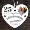 25 25th Wedding Anniversary Silver Heart Personalised Gift Hanging Ornament