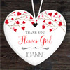 Thank You Girl Red Hearts Branches Heart Personalised Gift Hanging Ornament