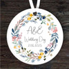 Wedding Day Wildflower Wreath Initials Personalised Gift Hanging Ornament