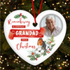 Remembering Grandad Memorial Robin Photo Custom Christmas Tree Bauble Decoration