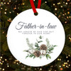 Father-in-law Memorial White Winter Pine Custom Christmas Tree Bauble Decoration