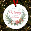 Mummy Winter Floral Berry Wreath Personalised Christmas Tree Ornament Decoration