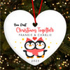 Penguin Couple Our 1st Together Heart Romantic Custom Christmas Tree Decoration