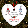 Brother His Boyfriend Pair Of Gnomes Custom Christmas Tree Ornament Decoration