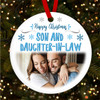 Son Daughter-in-law Photo Snowflake Custom Christmas Tree Ornament Decoration
