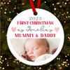 First As Mummy Daddy Parents Photo Custom Christmas Tree Ornament Decoration