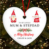 Mum & Stepdad Pair Of Gnomes Personalised Christmas Tree Ornament Decoration