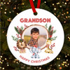 Grandson Animal Child Photo Personalised Christmas Tree Ornament Decoration