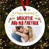 Daughter Her Partner Photo Personalised Christmas Tree Ornament Decoration