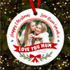 Love You Mum Photo Bow Red Personalised Christmas Tree Ornament Decoration