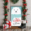 Polar Bear In Scarf Personalised Tall Decoration Christmas Indoor Outdoor Sign