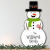 Green Scarf Personalised Snowman Decoration Family Christmas Indoor Outdoor Sign