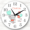 Flying Elephant Rabbit Balloon Baby's Nursery Custom Gift Personalised Clock