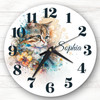 Colourful Splash Kitten Cat Girl's Room Custom Gift Personalised Clock