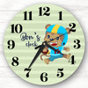 Monkey Rugby Player Boys Room Custom Gift Personalised Clock