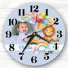 Lion Rainbow Photo Baby Boy Nursery Blue Personalised Gift Personalised Clock