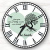 Family Tree Black Silhouette Heart Green Personalised Gift Personalised Clock