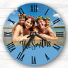 Any Family Photo Blue Semicircle Bottom Personalised Gift Personalised Clock