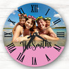 Any Family Photo Pink Semicircle Bottom Personalised Gift Personalised Clock