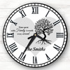 Family Tree Black Silhouette Heart Grey Personalised Gift Personalised Clock