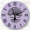 Family Tree Black Silhouette Purple Personalised Gift Personalised Clock
