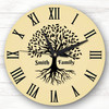 Family Tree Black Silhouette Yellow Personalised Gift Personalised Clock