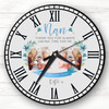 Nan Photo Flowers Blue Banner Grey Personalised Gift Personalised Clock