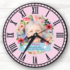Pink Blue Mum Photo Flower Wreath Personalised Gift Personalised Clock