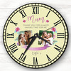 Mum Photo Banner Flowers Yellow Personalised Gift Personalised Clock