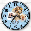 Dad Lion Photo Blue Personalised Gift Personalised Clock