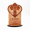 Engraved Wood Christening Decorative Cross and Heart Keepsake Personalised Gift