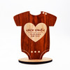 Engraved Wood New Baby Heart Baby Grow Keepsake Personalised Gift