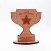 Engraved Wood No.1 Teacher Trophy Cup Thank You Keepsake Personalised Gift