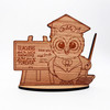 Engraved Wood Owl Thank You Teacher Chalk Board Keepsake Personalised Gift