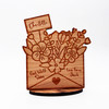 Engraved Wood Get Well Soon Floral Envelope Heart Keepsake Personalised Gift