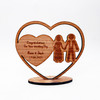 Wood Groom & Bride Heart Congratulations Wedding Day Keepsake Personalised Gift