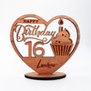 Wood 16th Milestone Birthday Cupcake Sweet Sixteen Keepsake Personalised Gift