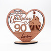 Engraved Wood 90th Birthday Cupcake Milestone Age Keepsake Personalised Gift