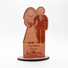 Engraved Wood Wedding Day Couple Icons Silhouette Keepsake Personalised Gift