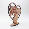Engraved Wood Hello New Baby Footprints Heart Keepsake Personalised Gift
