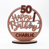 Wood 50th Happy Birthday Candle Milestone Age Keepsake Personalised Gift
