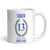 Present For Teenage Boy 13th Birthday Gift 13 Awesome Blue Personalised Mug