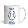 Present For Teenage Boy 14th Birthday Gift 14 Awesome Blue Personalised Mug