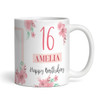 16th Birthday Gift For Her Pink Flower Photo Tea Coffee Cup Personalised Mug