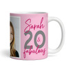 20 & Fabulous 20th Birthday Gift For Her Pink Photo Tea Coffee Personalised Mug