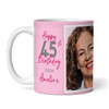 45 & Fabulous 45th Birthday Gift For Her Pink Photo Tea Coffee Personalised Mug