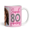 80 and Fabulous 80th Birthday Gift For Her Pink Photo Tea Coffee Personalised Mug