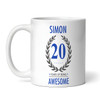 20th Birthday Gift For Man Blue Male Mens 20th Birthday Present Personalised Mug