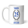 25th Birthday Gift For Man Blue Male Mens 25th Birthday Present Personalised Mug